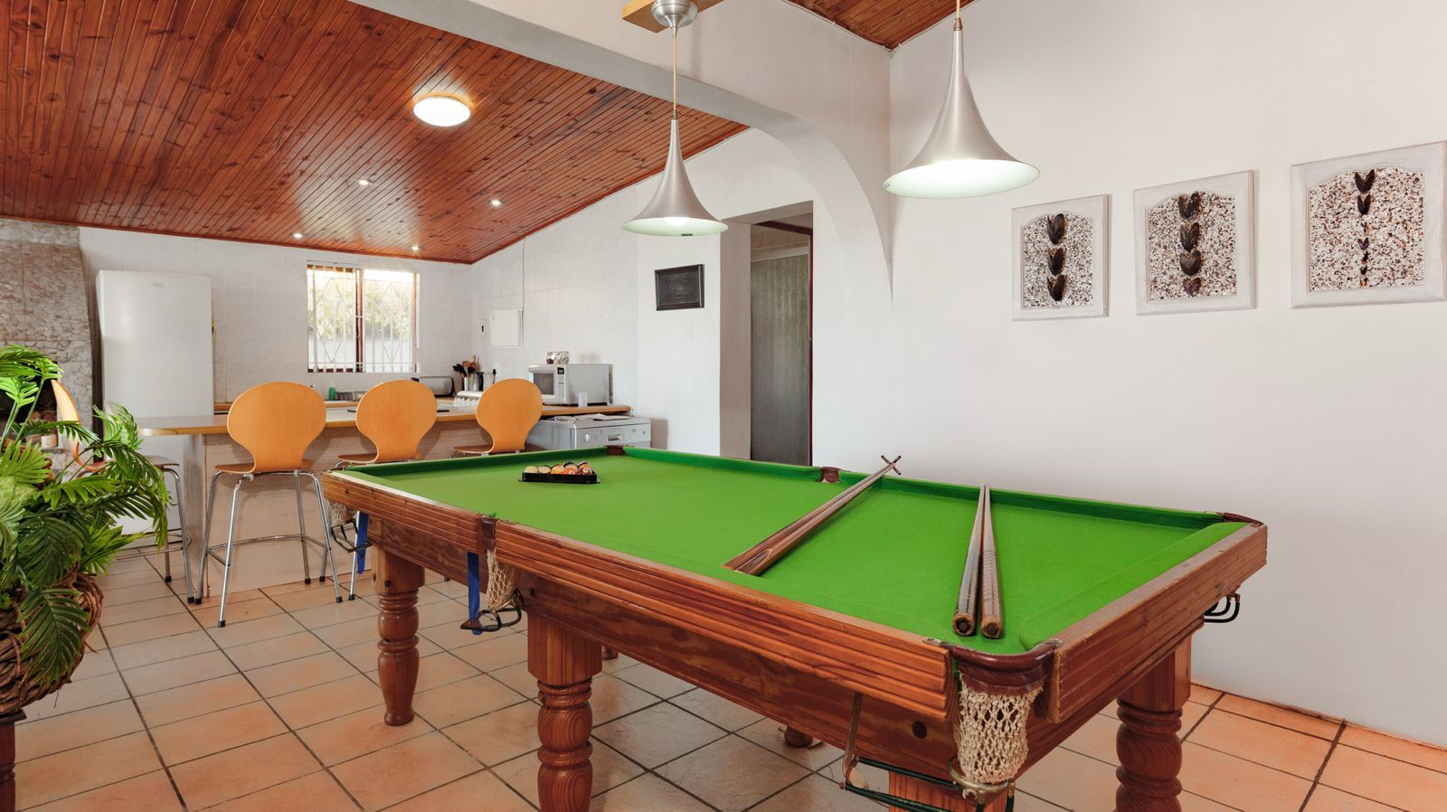 Pool table in Orca's living area