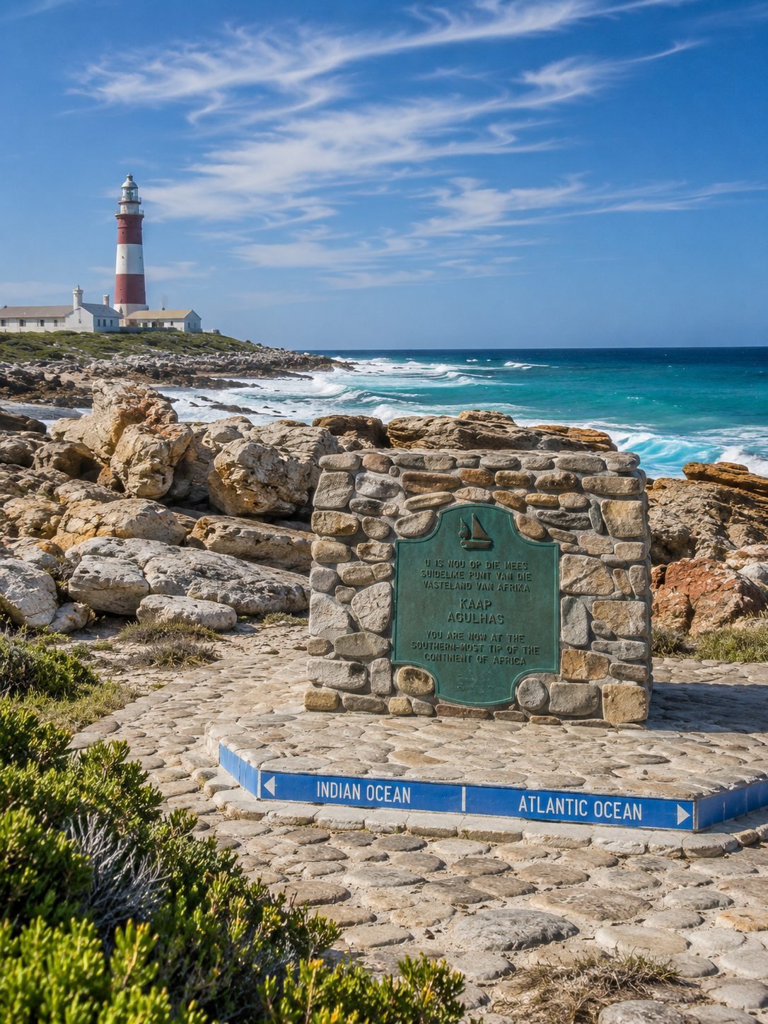 Cape Agulhas — southernmost tip marker and lighthouse